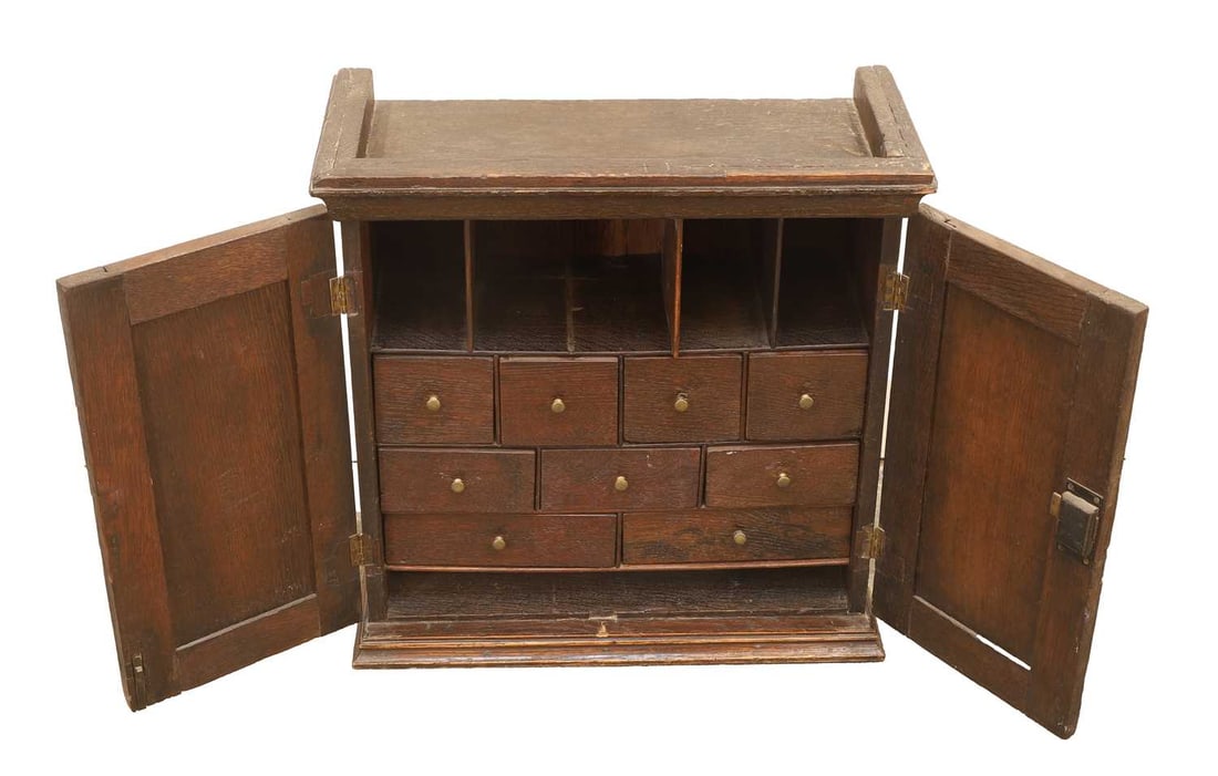 An oak spice cupboard, circa 1700, - 2