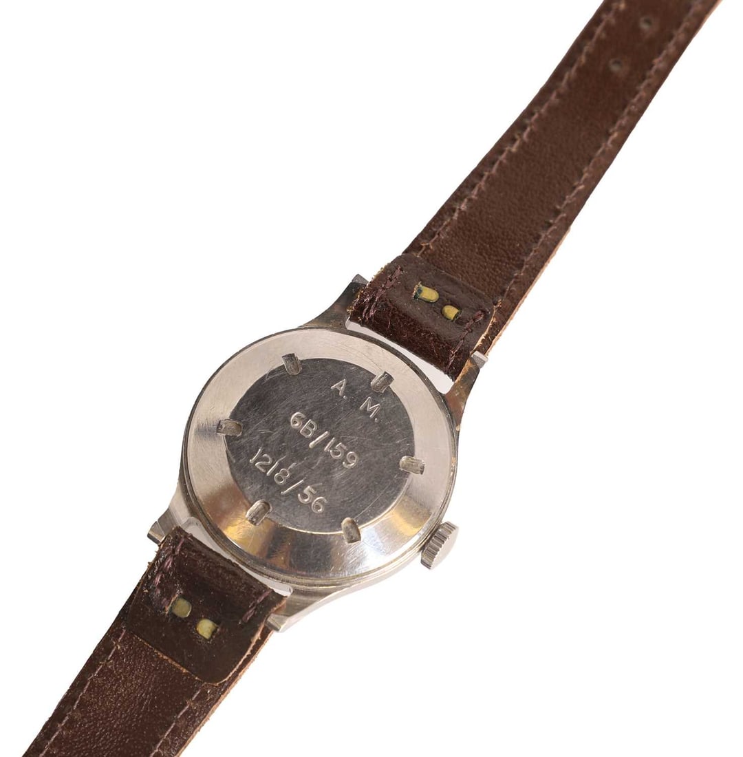 An Omega stainless steel Air Ministry issue RAF pilot's mechanical wristwatch, dated 1956, - 2