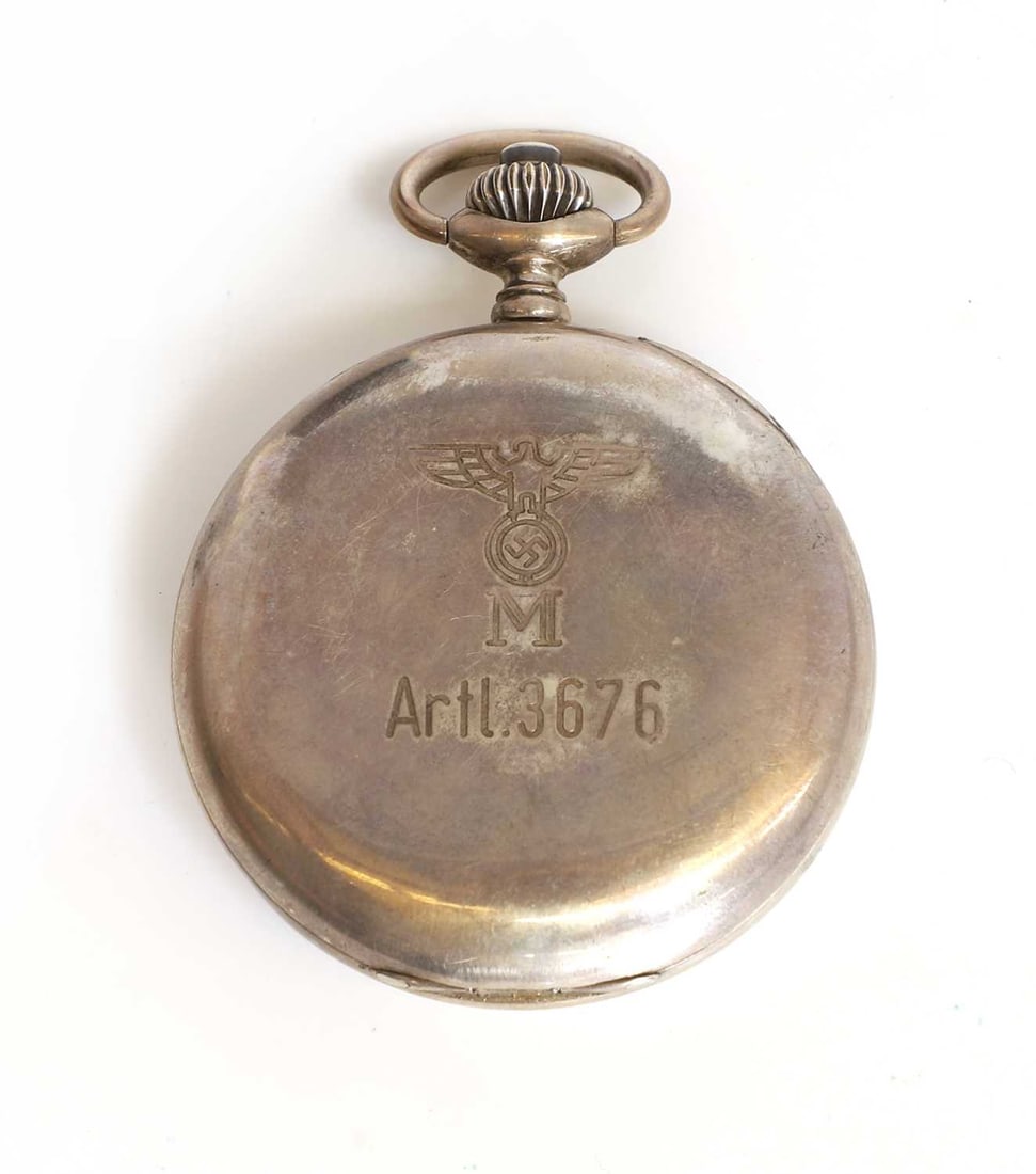 A German Kriegsmarine .800 silver open face pocket stop watch, by Leonidas, - 2