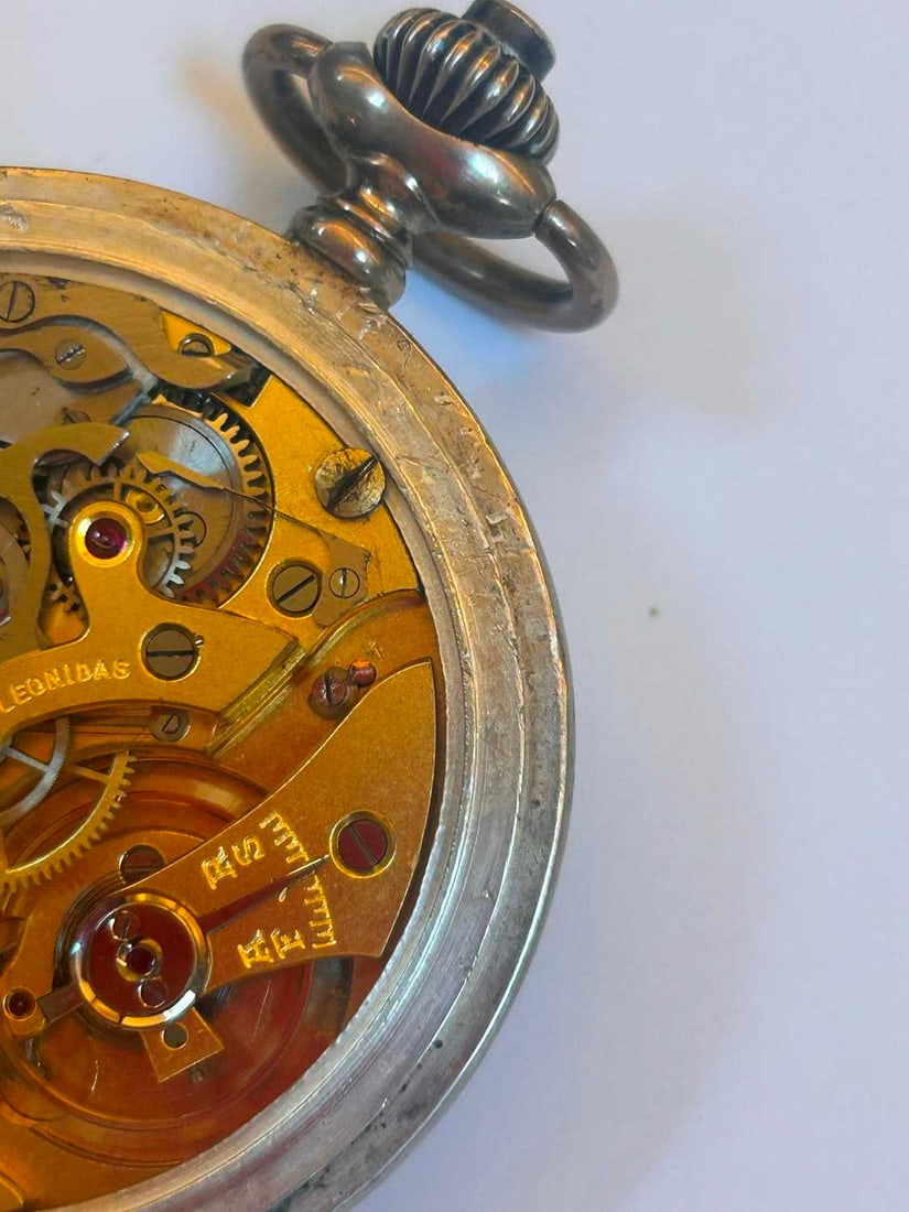 A German Kriegsmarine .800 silver open face pocket stop watch, by Leonidas, - 3