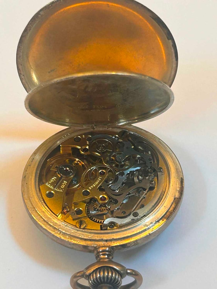 A German Kriegsmarine .800 silver open face pocket stop watch, by Leonidas, - 5