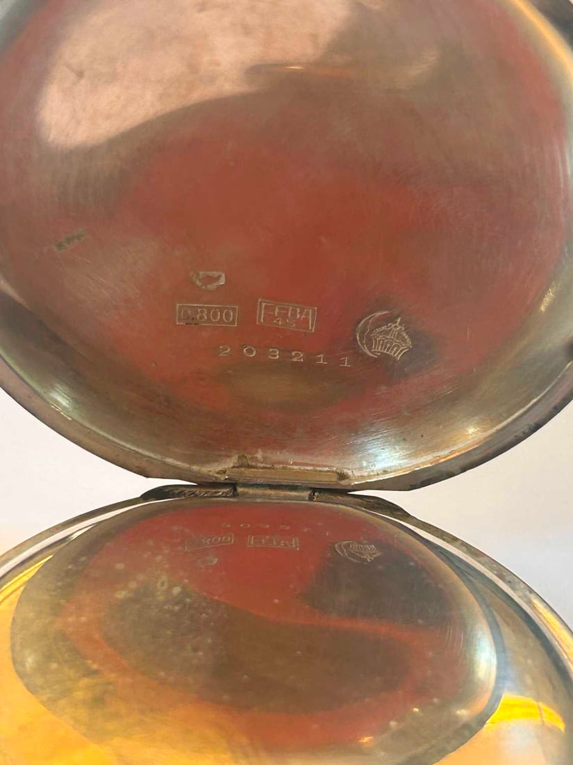A German Kriegsmarine .800 silver open face pocket stop watch, by Leonidas, - 8