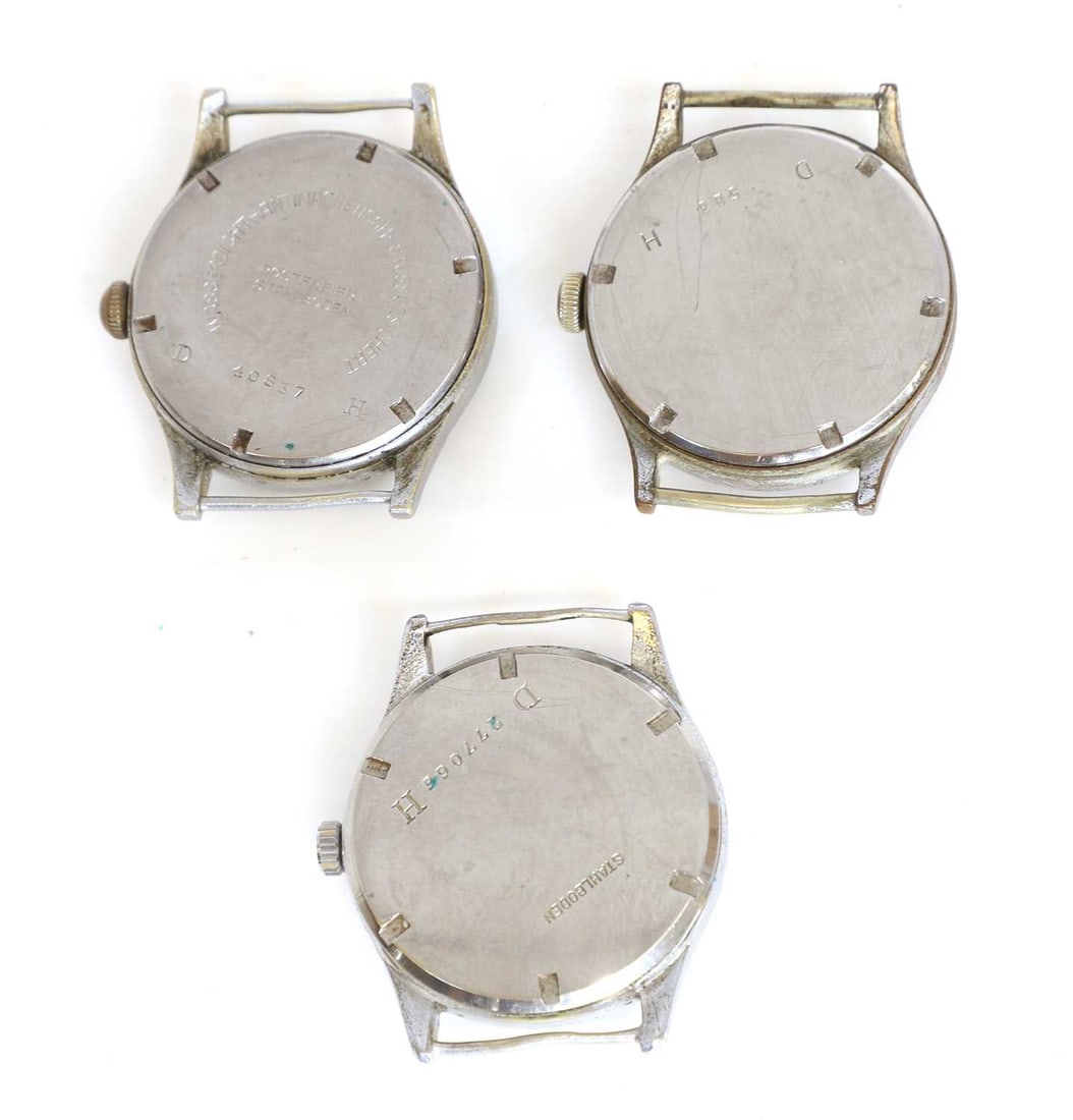 Three WWII German military issued mechanical watches, - 2