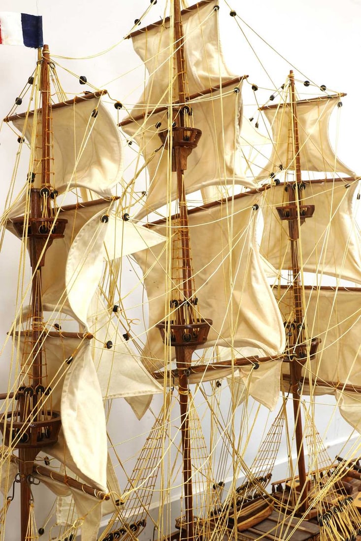 A large model of a galleon or battleship, of recent manufacture, (1 of 3)