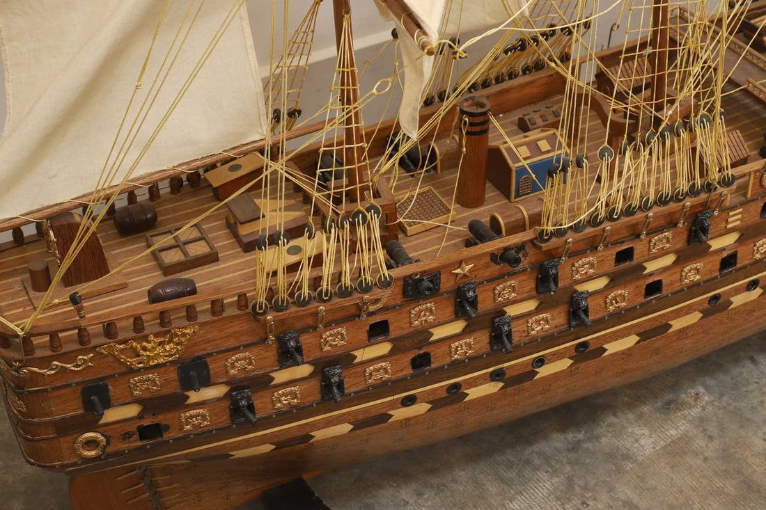 A large model of a galleon or battleship, of recent manufacture, - 2