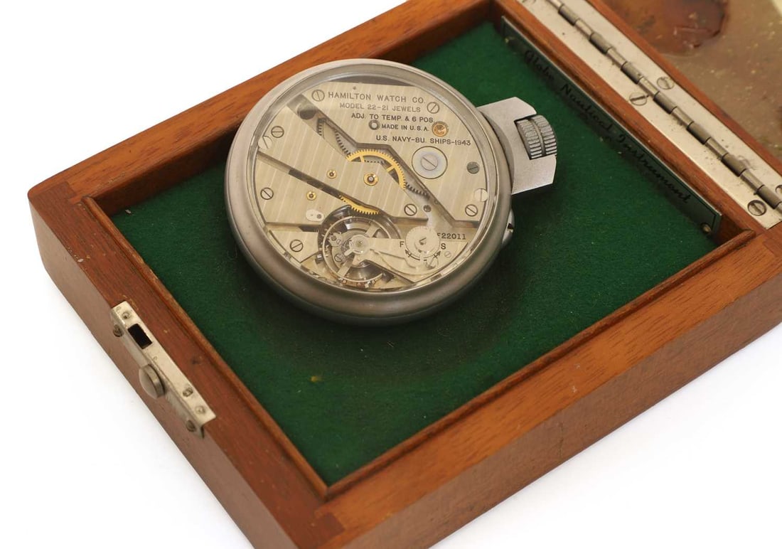 A WWII US Navy 'Model 22' deck chronometer, 1940s, by Hamilton Watch Company, - 2