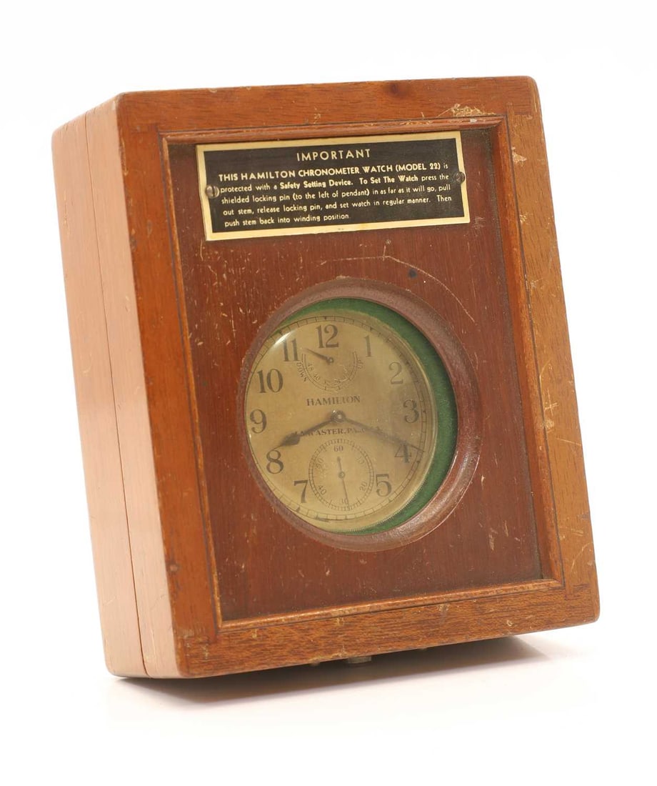 A WWII US Navy 'Model 22' deck chronometer, 1940s, by Hamilton Watch Company, - 3