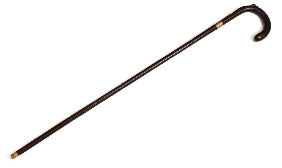 A silver-mounted racer goer's walking cane, by Charles Henry Dumenil, London, 1901, stamped Brigg tw (1 of 2)