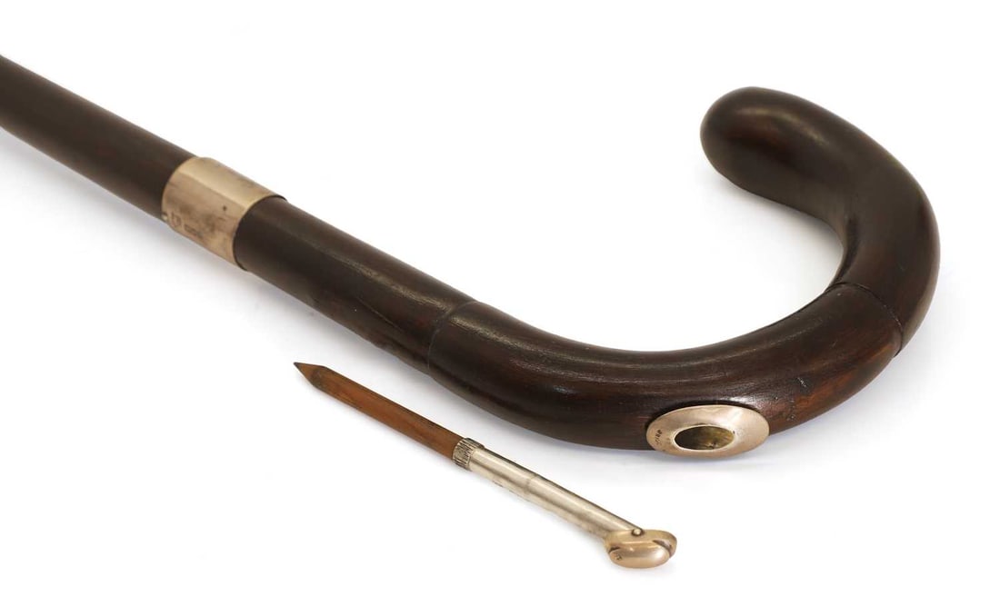 A silver-mounted racer goer's walking cane, by Charles Henry Dumenil, London, 1901, stamped Brigg tw - 2