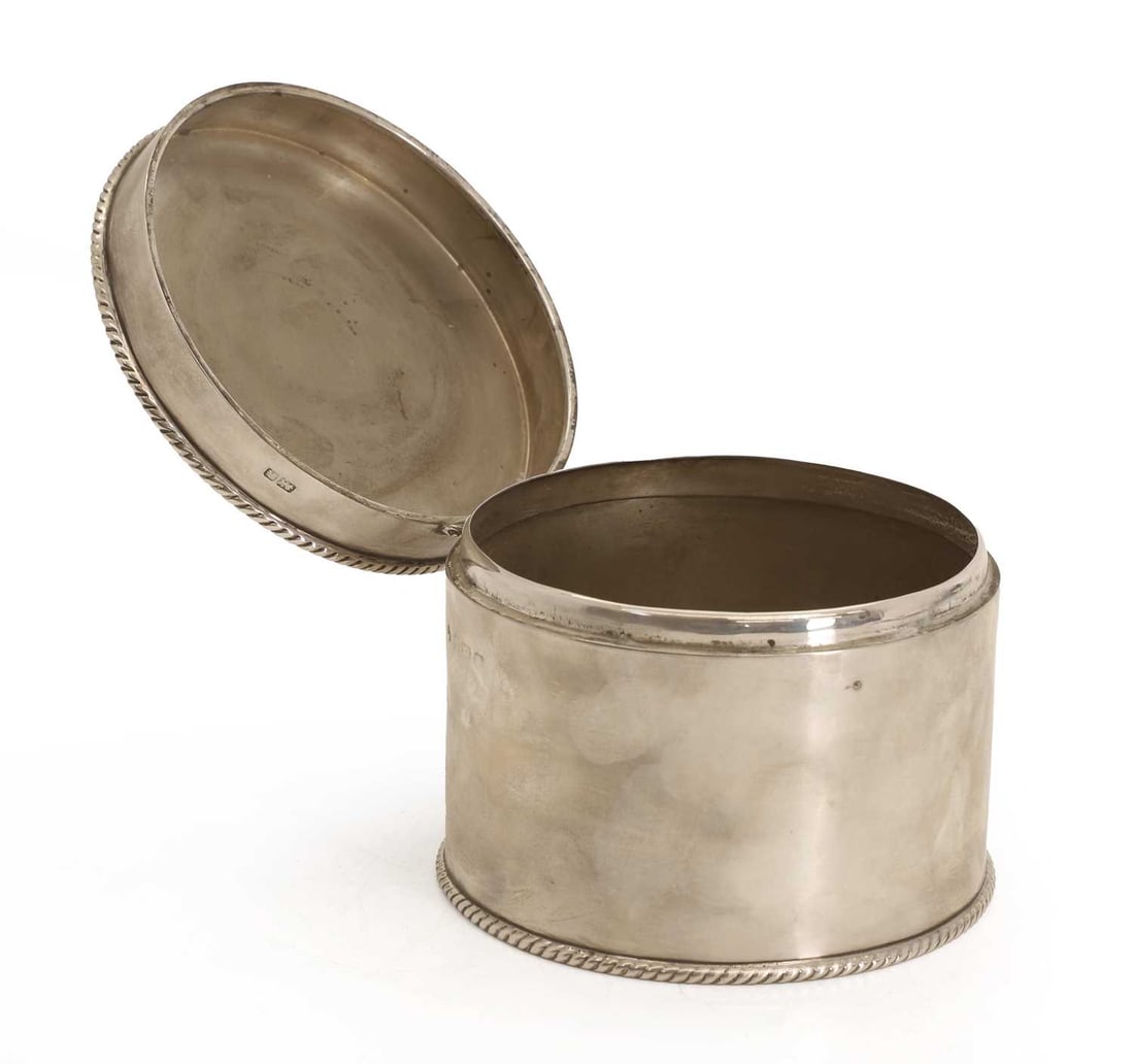 A silver hinged cover pot, probably Birmingham 1925, - 2