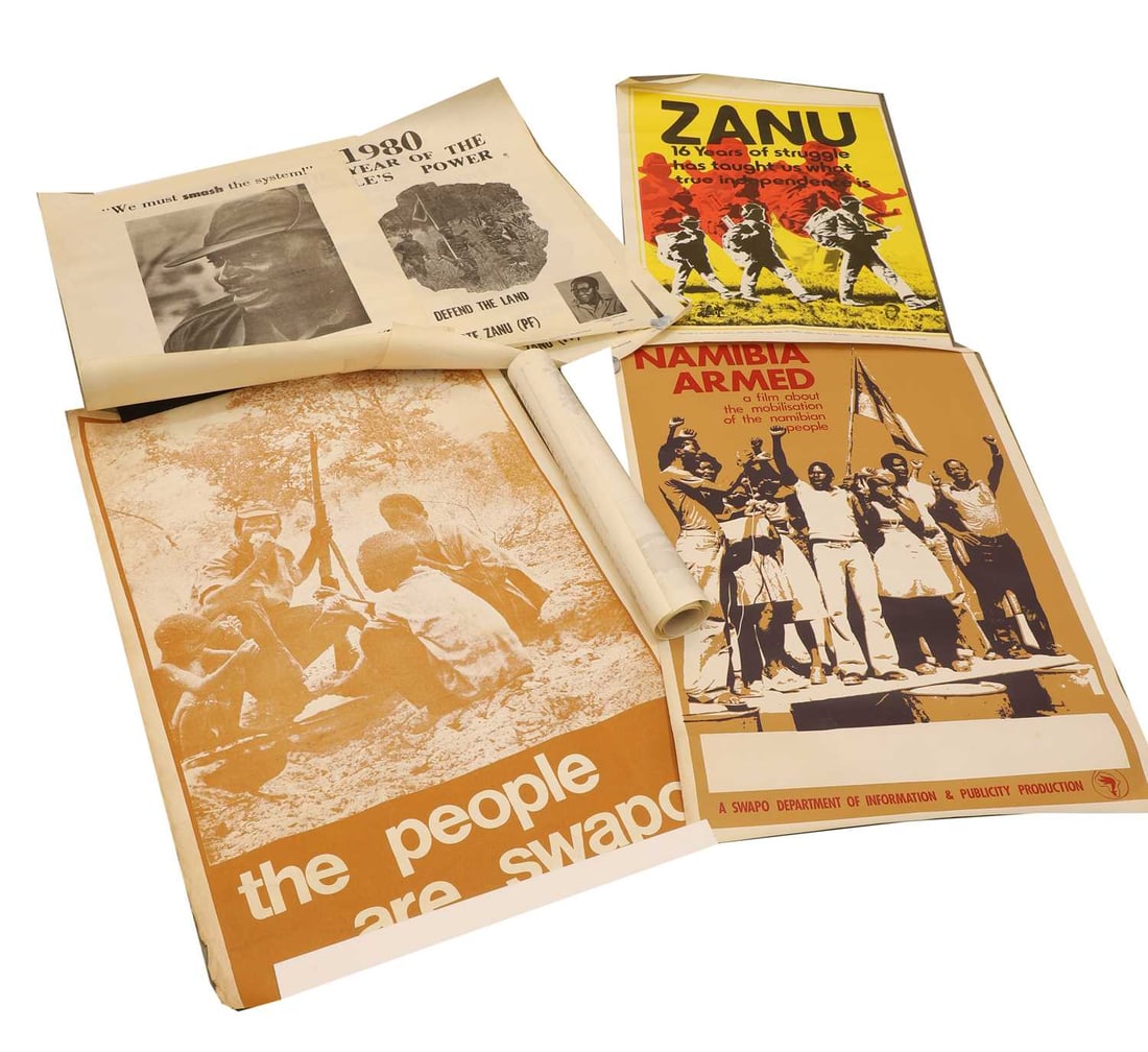 Mozambican, Namibian and Zimbabwean political posters, circa 1970s-1980s: Mozambican, Namibian and Zimbabwean political posters, circa 1970s-1980s Namibia Armed, The People Are Swapo, We must Smash the System, 1980 the Year of People's Power, two, Victory is Certain