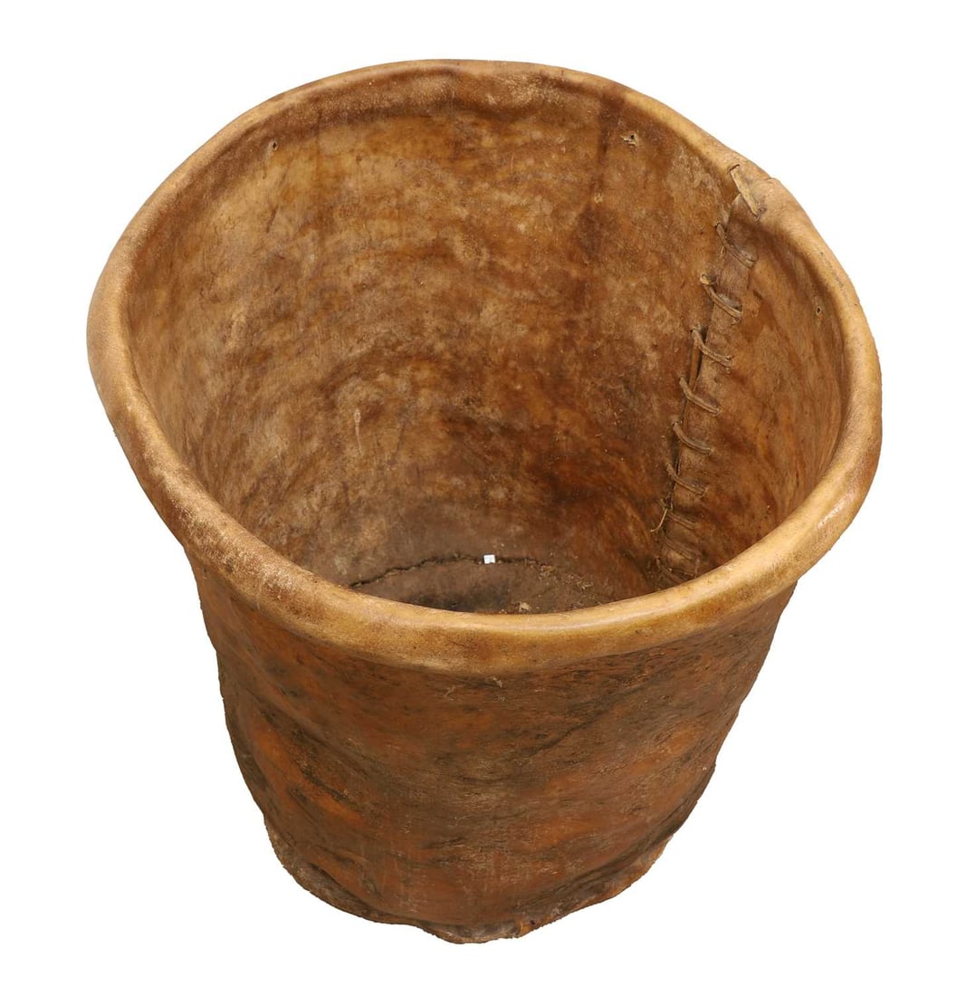 A large vellum bucket, 19th century, - 2