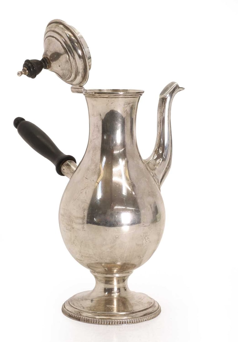 A silver coffee pot, - 2