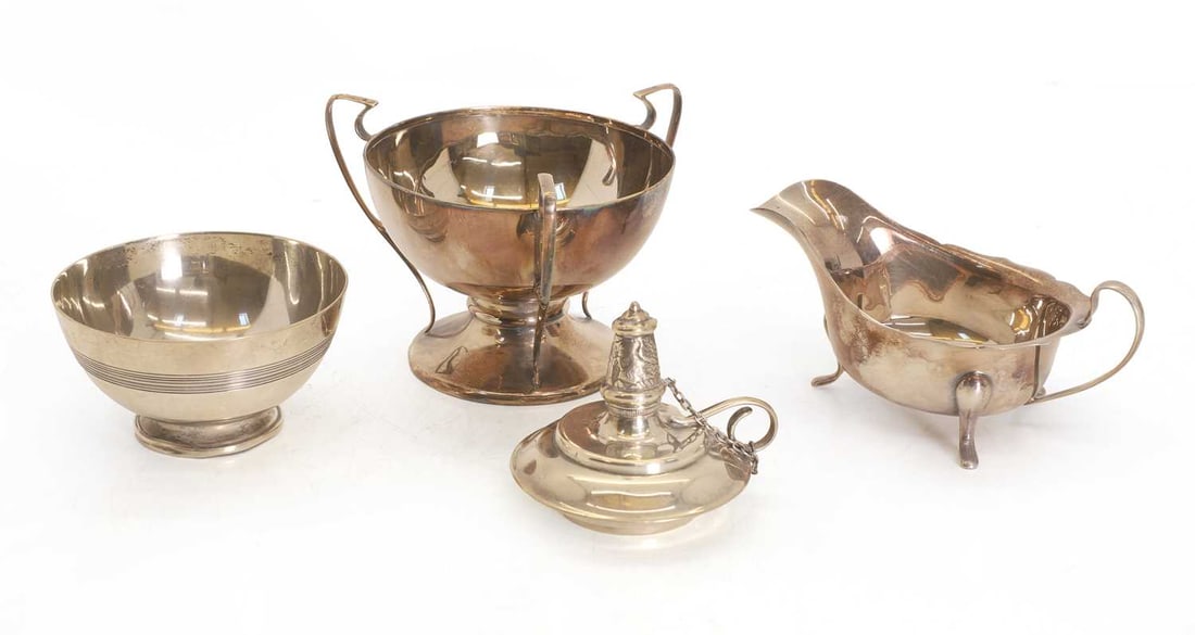 A silver triple handled footed bowl, (1 of 1)