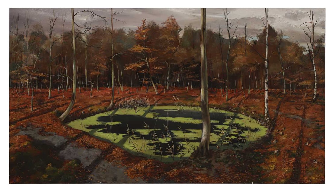 Julian Perry (British, b.1960) 'Rocket Crater Pond & Duckweed' - 2