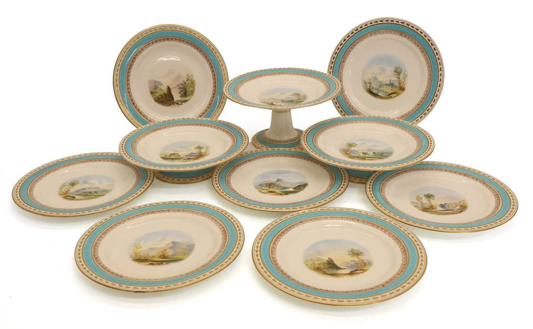 A Victorian porcelain part dessert service, 19th century, in the manner of Minton, (1 of 2)