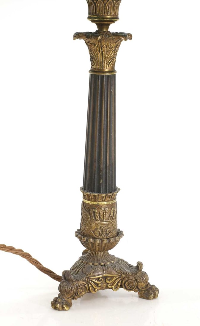 A French Empire ormolu column lamp, 19th century, - 2