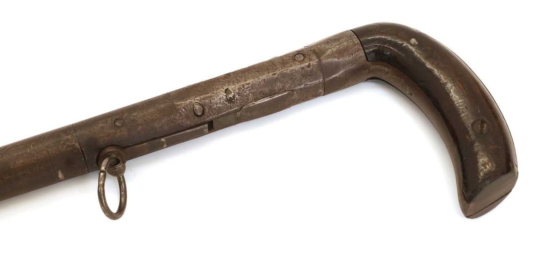 A walking stick percussion cap gun, late 19th century, - 2