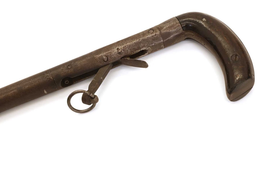 A walking stick percussion cap gun, late 19th century, - 3