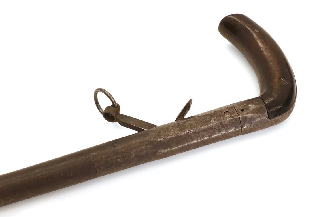 A walking stick percussion cap gun, late 19th century, - 4