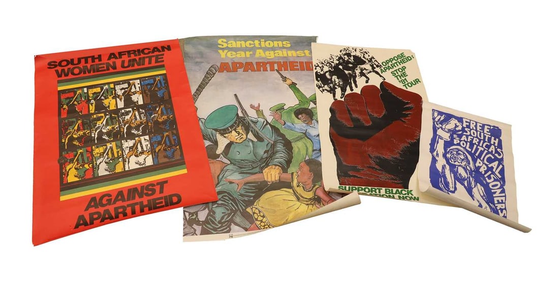 Anti Apartheid posters, circa 1970-80s,,: Anti Apartheid posters, circa 1970-80s,, Nigerians Against Apartheid, South African Women Unite Against Apartheid, Oppose the '81 Tour, a Swedish ANC poster, Sanctions Year Against Apartheid largest