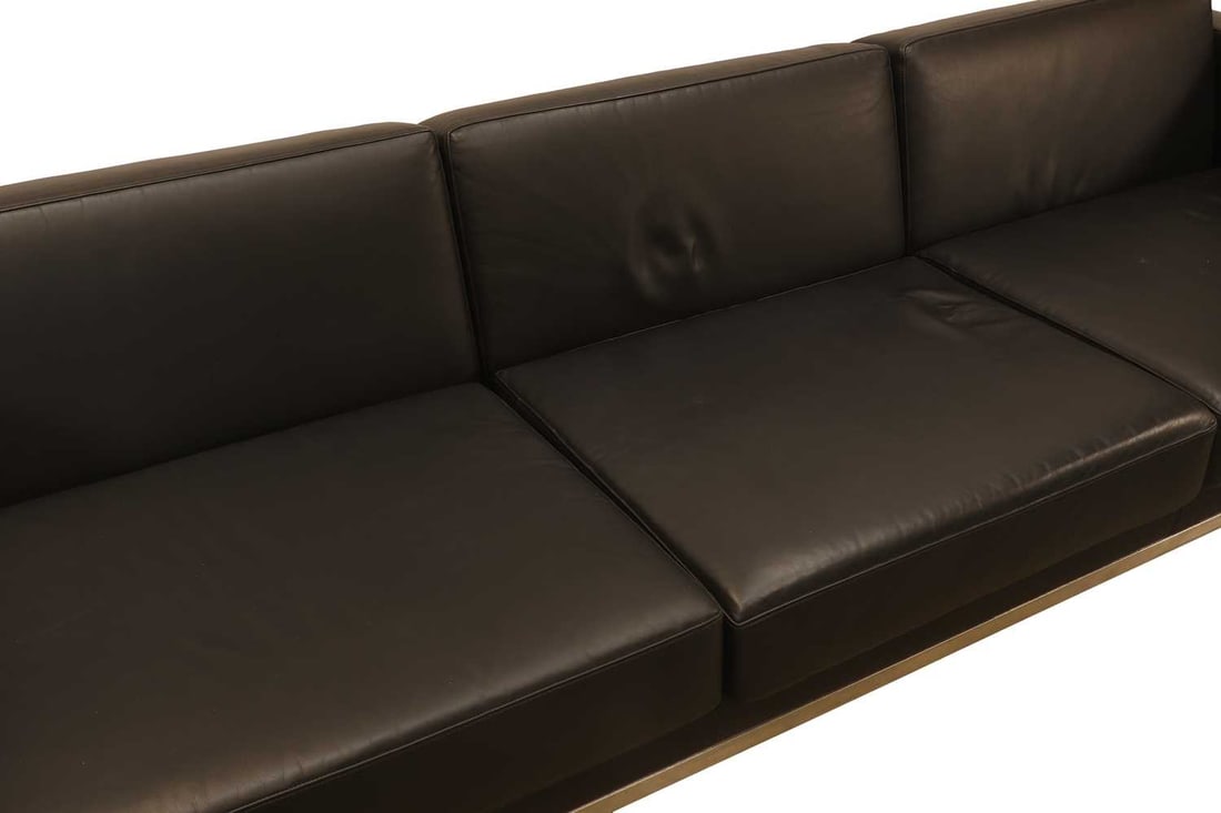 A Hitch Mylius black leather settee, of modern manufacture, - 2