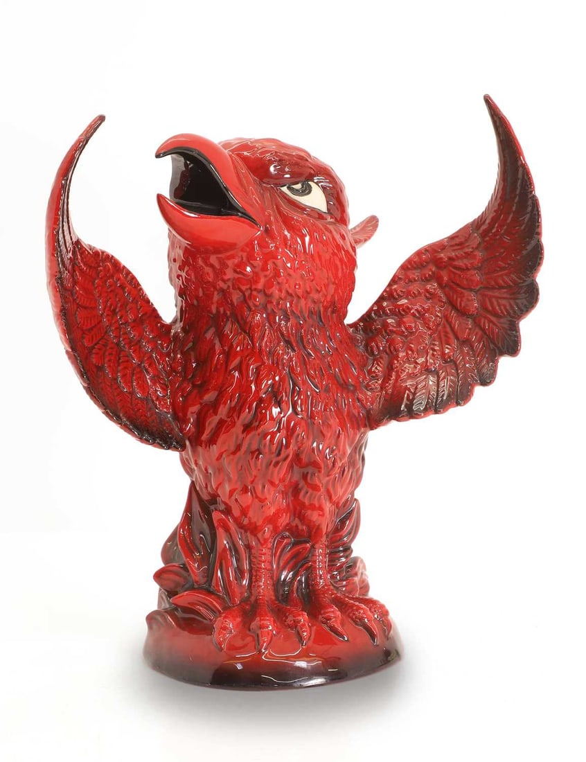 A Peggy Davies figure of 'The Phoenix', of recent manufacture,: A Peggy Davies figure of 'The Phoenix', of recent manufacture, numbered 30/100 in the series 28cm wide, 15cm deep, 29cm high Condition Report: Very good condition overall. Structurally intact and