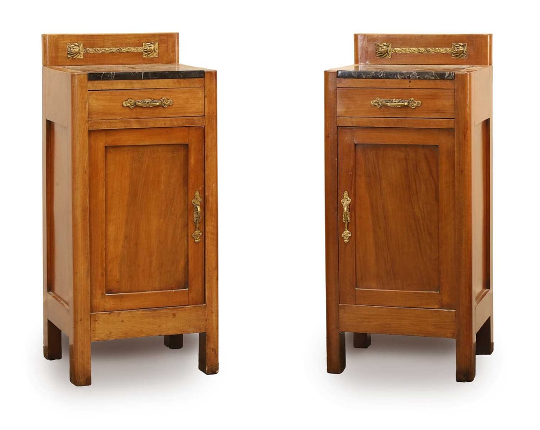 A pair of Continental walnut side cabinets, (1 of 2)
