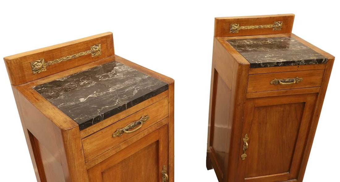 A pair of Continental walnut side cabinets, - 2