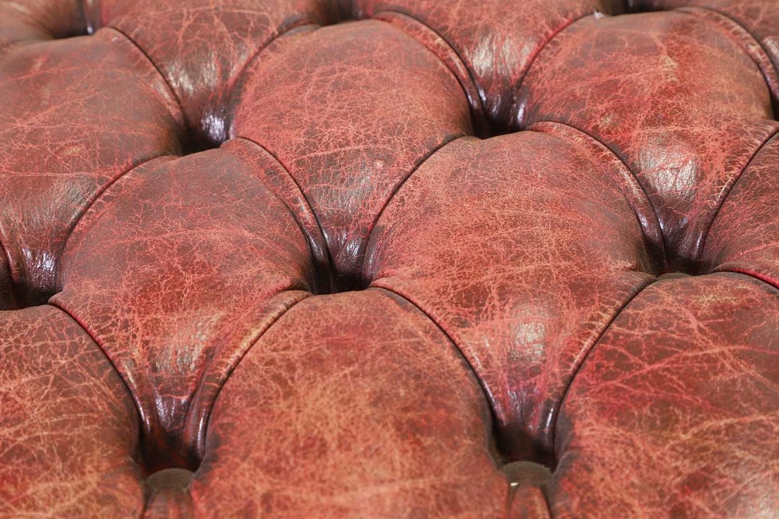 A set of six mahogany and buttoned-leather dining chairs, 19th century and later, - 4