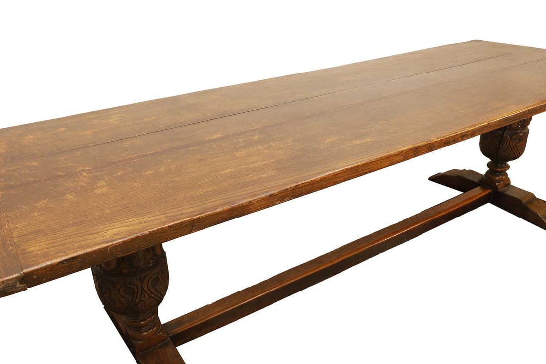 An Elizabethan style oak refectory table, 20th century, - 2