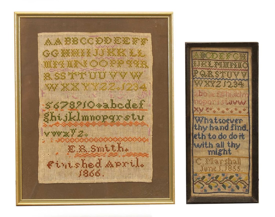 Two samplers, dated April 1866 and June 1855, (1 of 1)