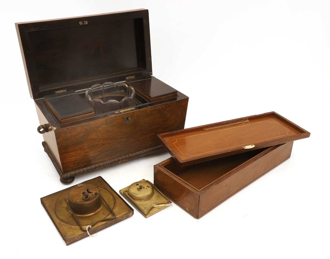 A Regency rosewood tea caddy, - 2
