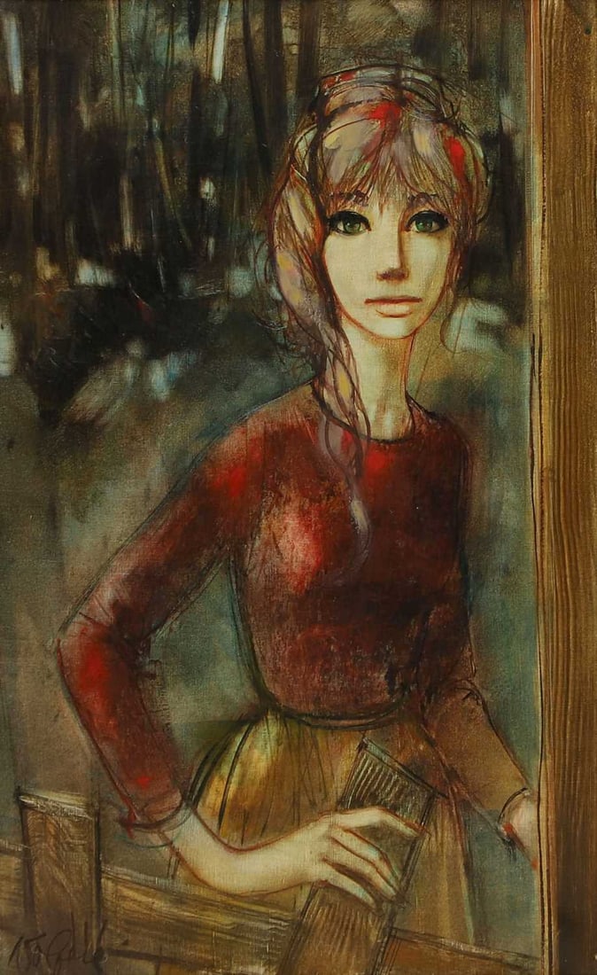 Jean-Baptiste Valadié (French, b.1933) 'A l'Orée du Bois': Jean-Baptiste Valadié (French, b.1933) 'A l'Orée du Bois' signed 'Valadie' l.l., also signed verso, oil on canvas 61 x 38cm; framed 83 x 60cm Provenance: With Frost & Reed, London; with