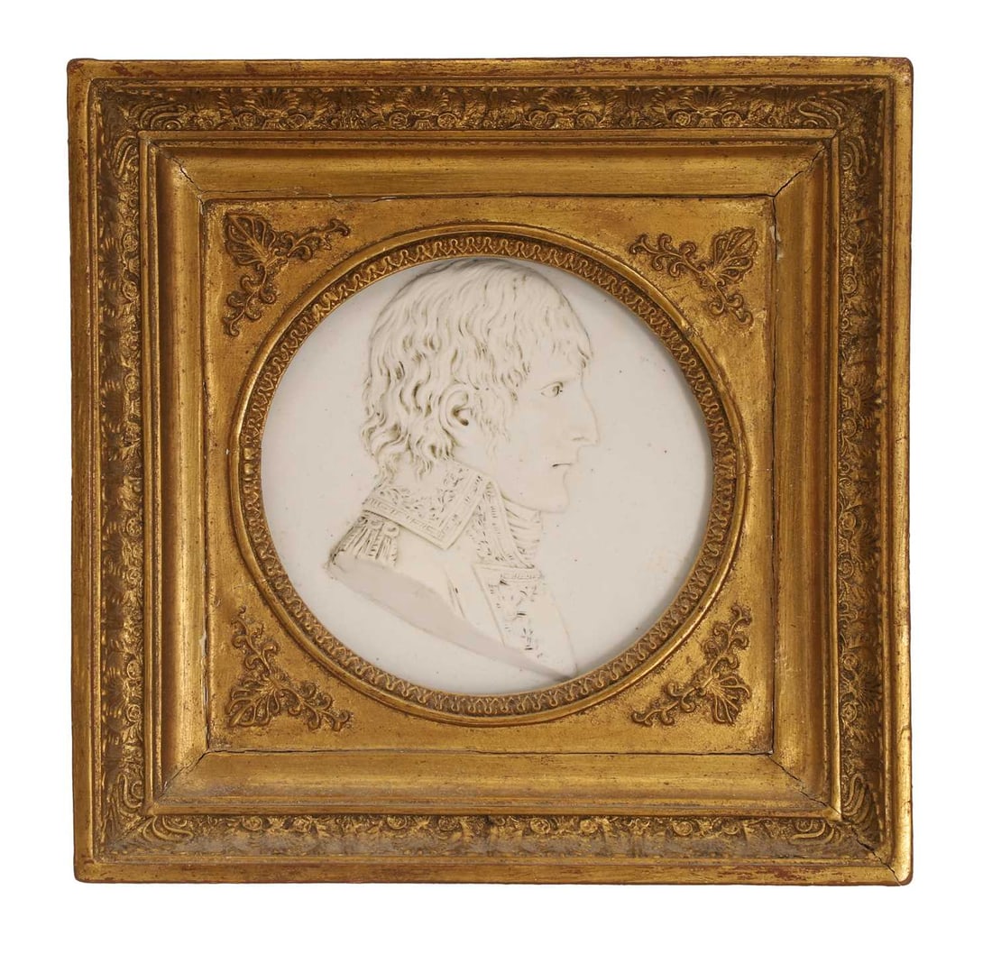 A French Empire roundel portrait of Napoleon Bonaparte, 19th century, (1 of 2)