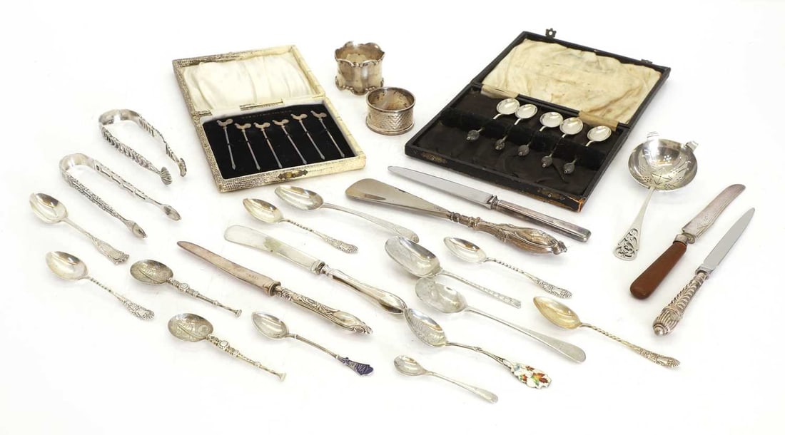 A collection of silver flatware and associated items, (1 of 1)