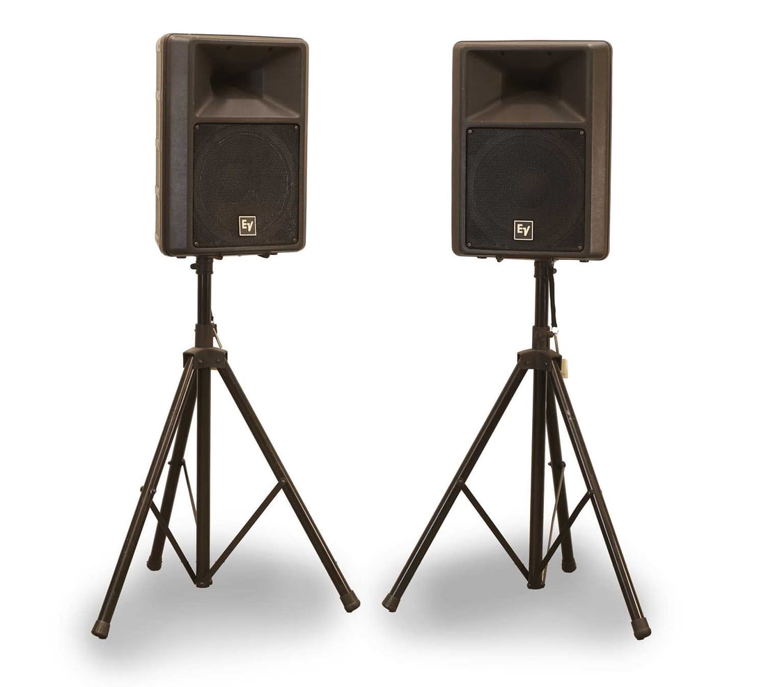 A pair of Electro Voice (EV) SX300 PA speakers, (1 of 2)