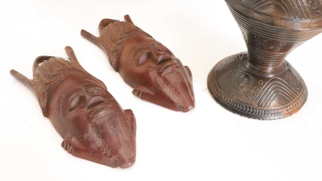 A collection of tribal masks, - 2