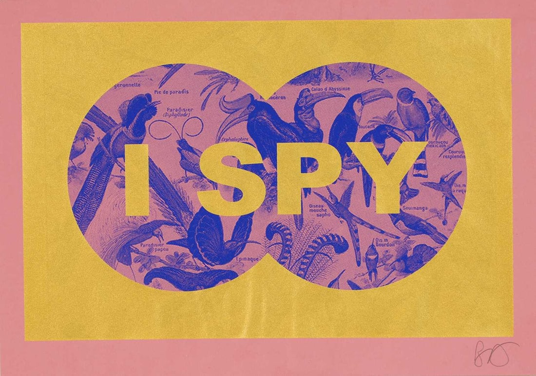 Ben Challen aka 'Bench Allen' (British, b.1988) 'I SPY': Ben Challen aka 'Bench Allen' (British, b.1988) 'I SPY' screenprint in colours, signed with initials in pencil l.r. sheet 29.5 x 42cm; unframed Condition Report: Slight rippling. Appears to be in