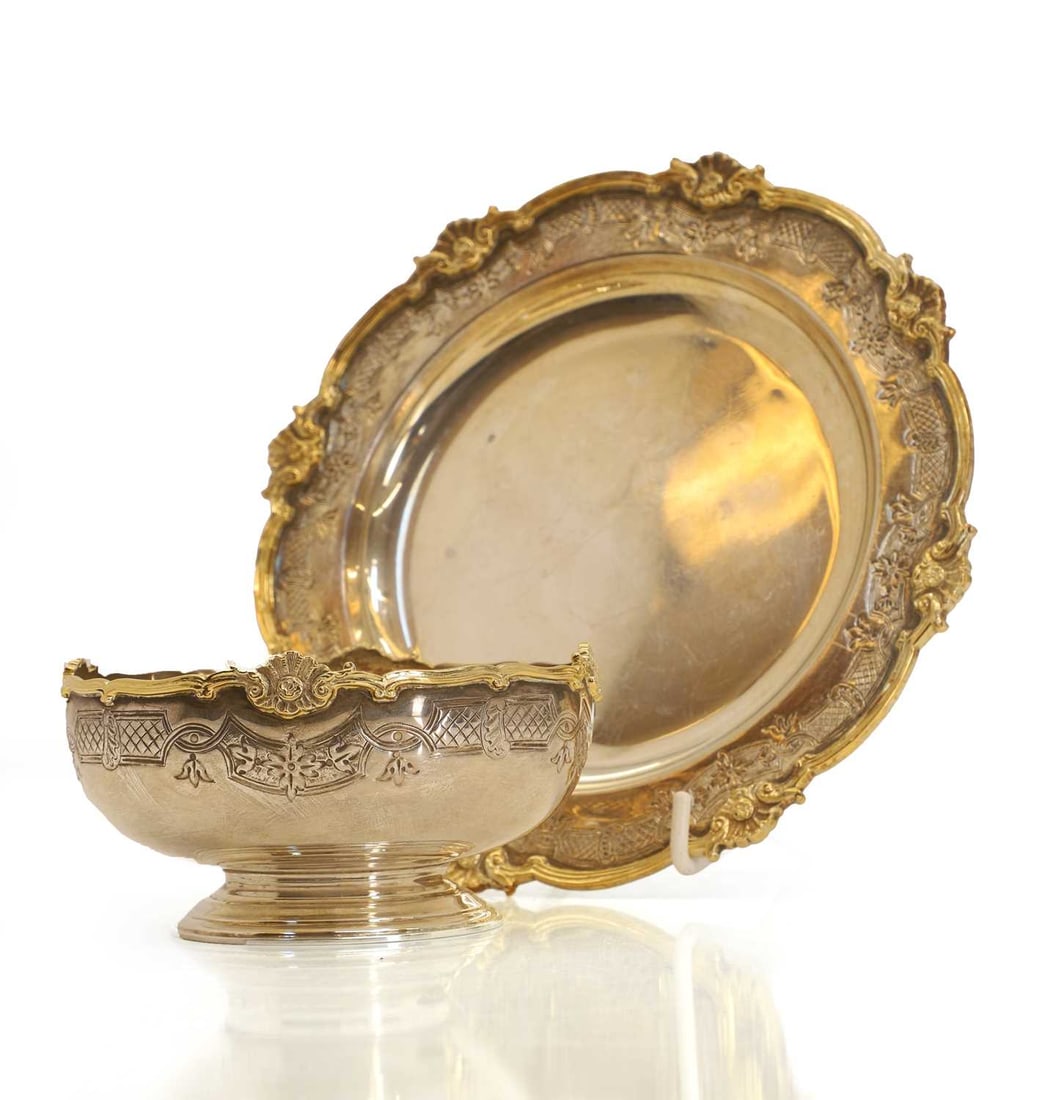 A silver and silver gilt bowl and stand, - 2