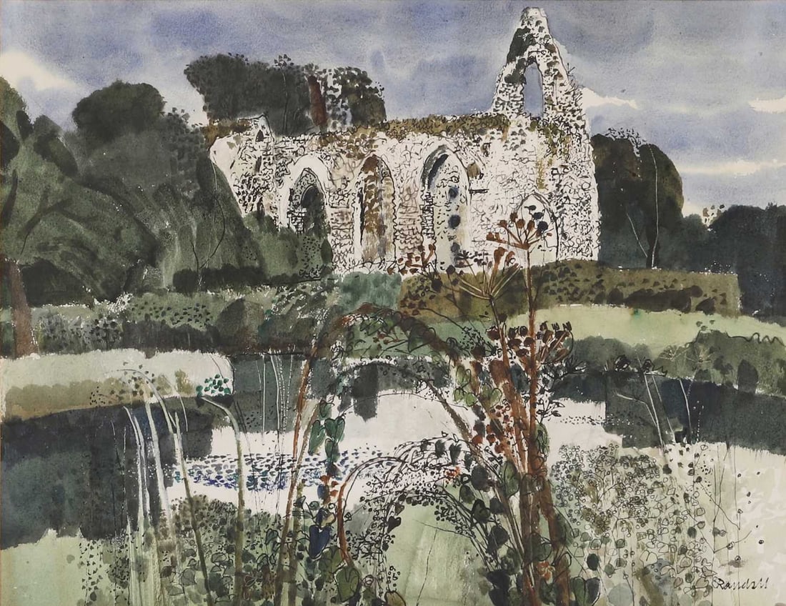 Gordon Randall (British, 20th century) 'Send Church and the River Wey' and 'Newark Priory, near Ripl - 2
