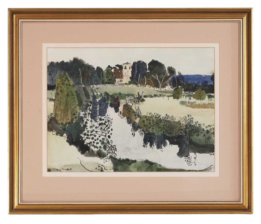 Gordon Randall (British, 20th century) 'Send Church and the River Wey' and 'Newark Priory, near Ripl - 7