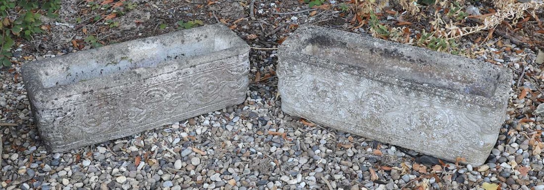A pair of rectangular composite planters, (1 of 1)
