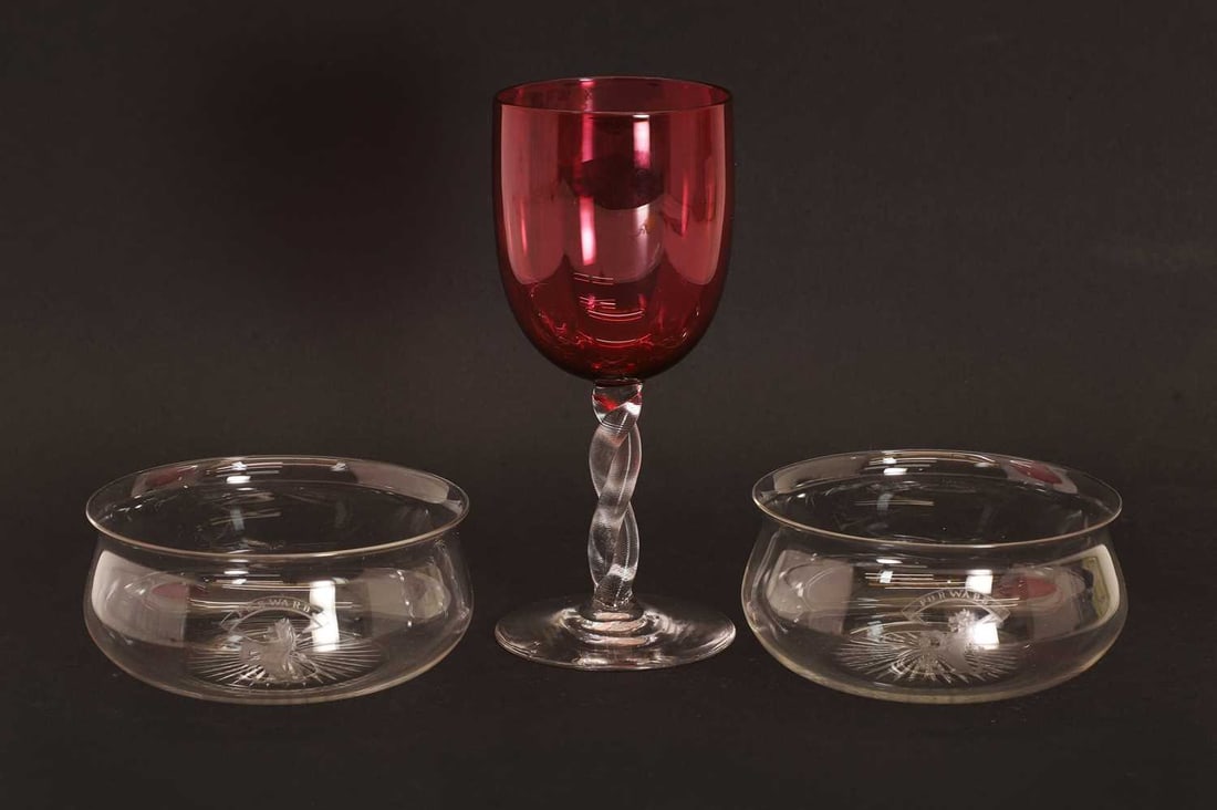 A large wine glass with a ruby glass bowl, 19th century, (1 of 1)