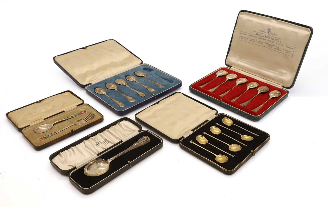 A collection of silver boxed flatware, (1 of 1)