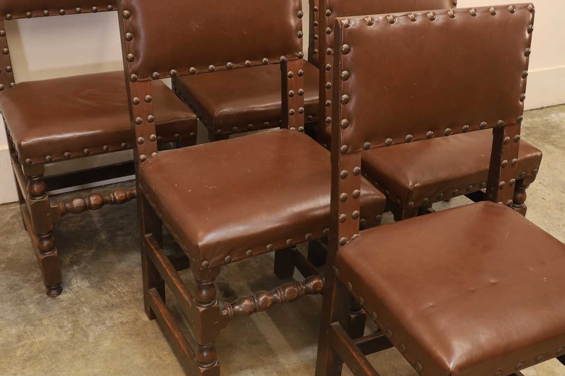 A set of six oak dining chairs, 19th century, - 2