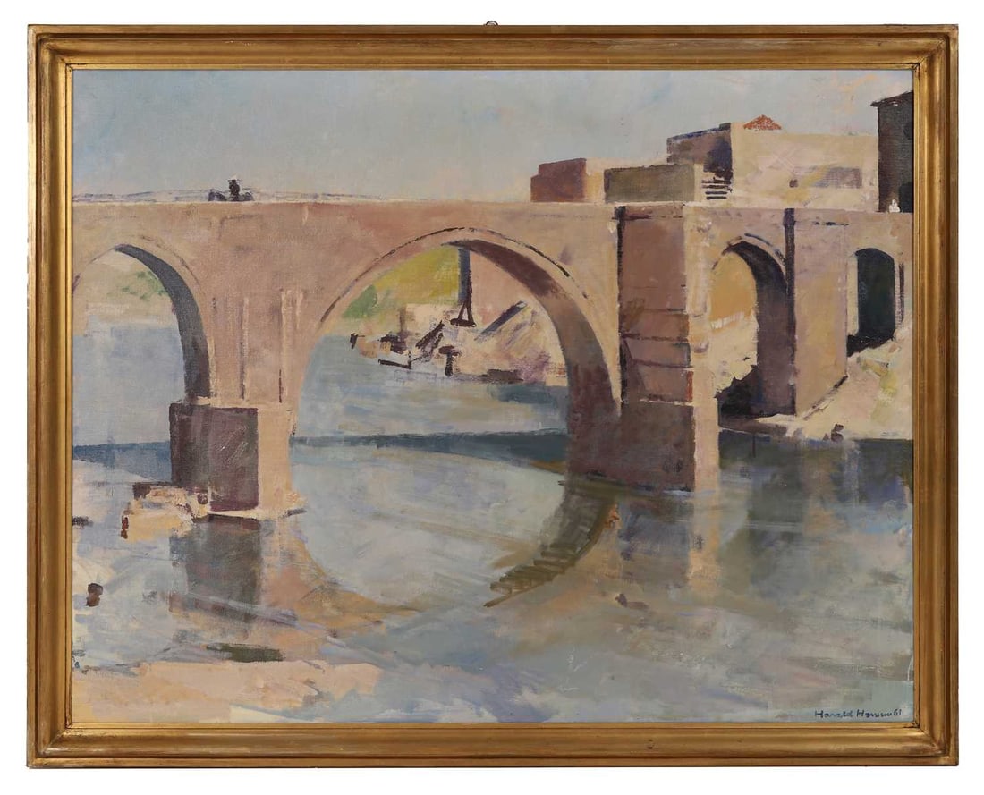 Harald Hansen (Danish, 1890-1967) A view of a bridge - 2