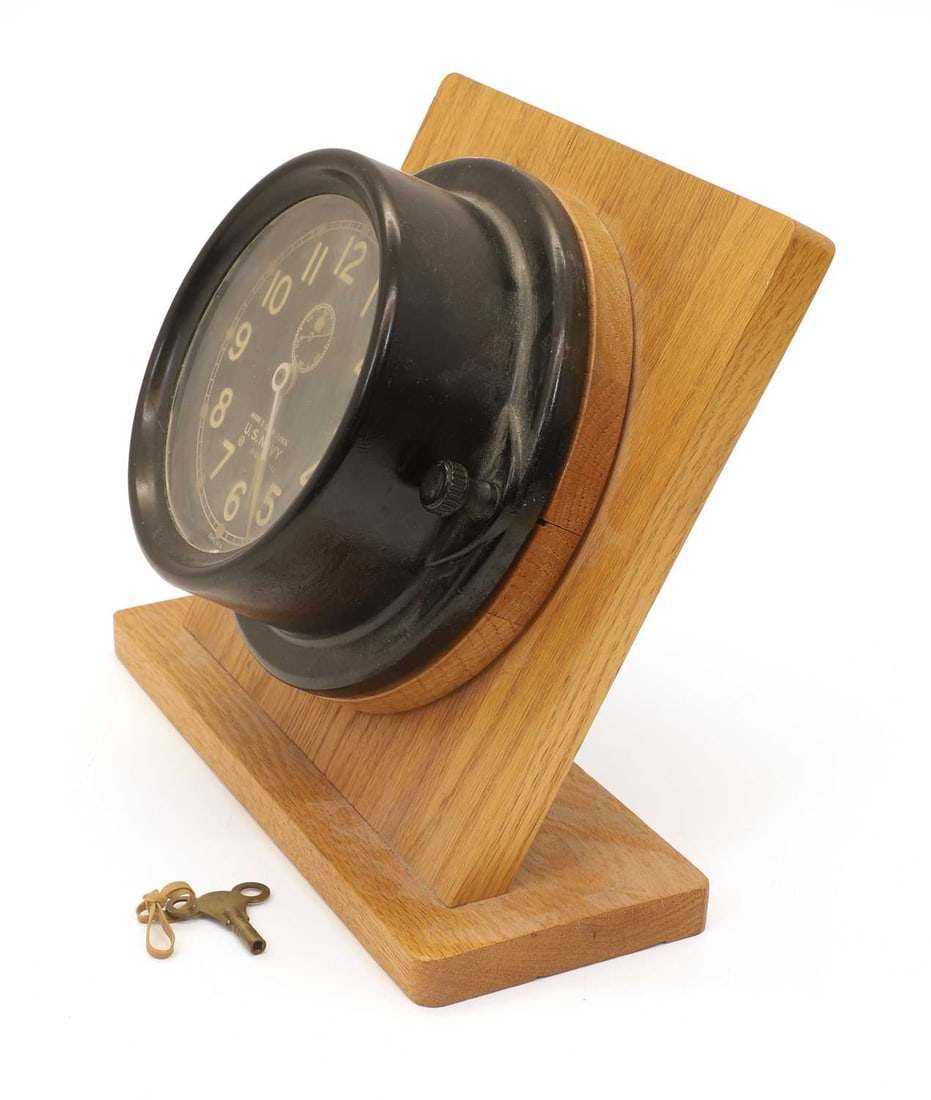 A World War II US Navy Mark I deck clock, dated 1943, by The Chelsea Clock Company, - 2