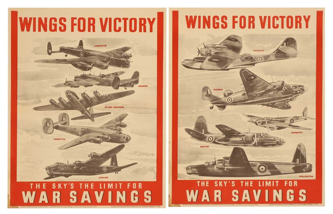 Two WWII National Savings posters, 'Wings For Victory - The Sky's The Limit for War Savings' (1 of 1)