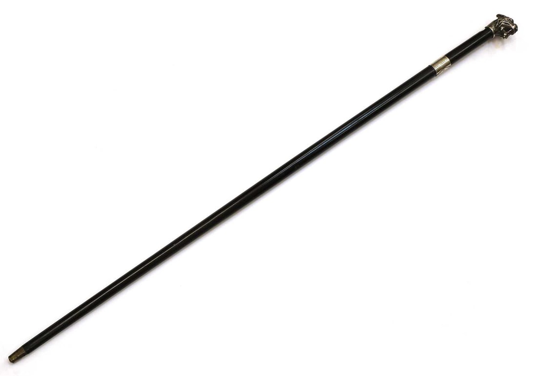 An Austrian silver-mounted jaguar head walking cane, circa 1890, (1 of 2)